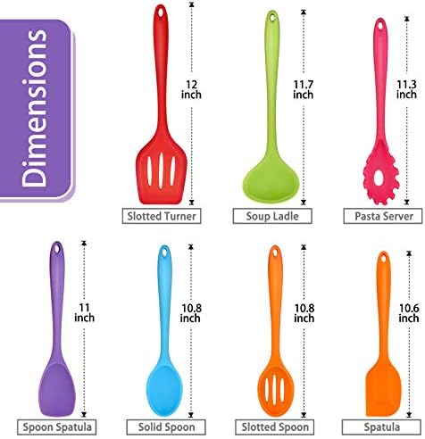 P&P CHEF Multicolor Kitchen Utensils, Silicone Cooking Utensil Set of 7
