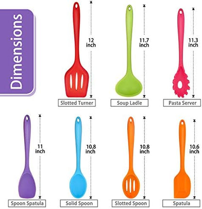 P&P CHEF Multicolor Kitchen Utensils, Silicone Cooking Utensil Set of 7