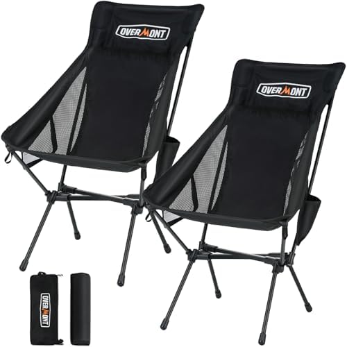 Overmont Oversized Camping Chair for Adults - 400lbs Support Heavy-Duty Padded Seat Outdoor Portable Folding Chair with Cooling Bag Cup Holder Carry Bag Comfortable for Sport Garden Beach Fishing Lawn