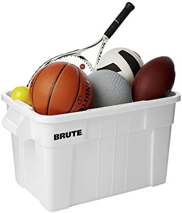 Rubbermaid Commercial Products BRUTE Tote Storage Bin with Lid, 14-Gallon, Gray, Rugged/Reusable Boxes for Moving/Camping/Garage/Basement Storage, Pack of 6