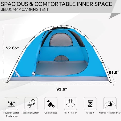 JELUCAMP 1/2/4/6 Person Dome Tents for Camping Lightweight Backpacking Tent