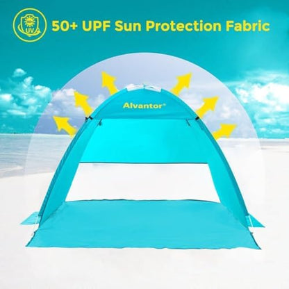 Alvantor® Beach Tent Beach Umbrella Outdoor Sun Shelter Cabana Automatic Instant Pop-Up UPF 50+ Portable Beach Shade Camping Fishing Hiking Canopy Easy Set Up Light Weight Windproof for 2-3 Person