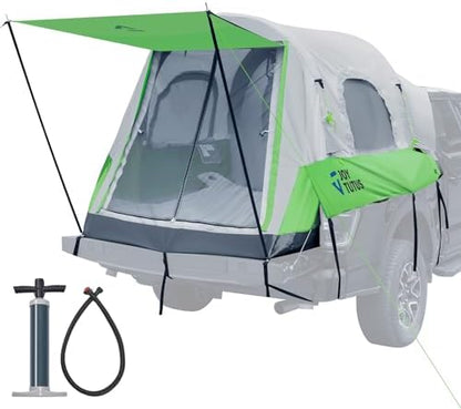 JOYTUTUS Inflatable Truck Bed Tent 5.5-6.5FT with Awning, Includes Air Pump for Quick 30S Setup, Dual-use Pickup or Camping Tent for 2 Person, Truck Tent with Waterproof Roof Shade and 3 Windows