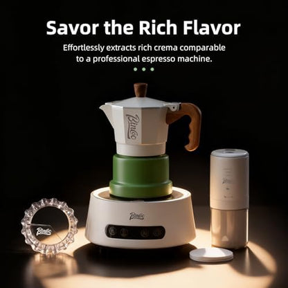Bincoo Espresso Maker Stovetop,Camping Moka Pot 2 Cup/120ML,Stove Top Espresso Italian Coffee Maker,Easy to Use (White-green)