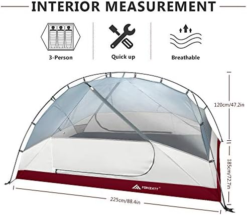 Forceatt Tent for 2 and 3 Person is Waterproof and Windproof, Camping Tent for 3 to 4 Seasons,Lightweight Aluminum Pole Backpacking Tent Can be Set Up Quickly,Great for Hiking