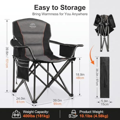 2 Pack Heated Oversized Camping Chairs (Battery NOT Included)