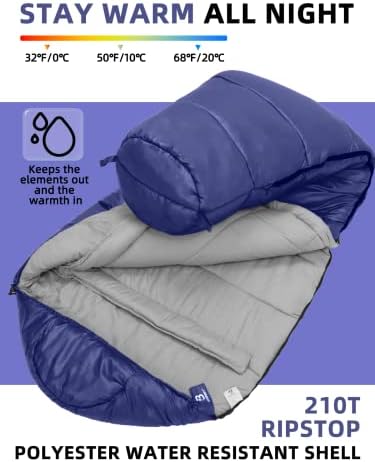 Bessport Mummy Sleeping Bag | 15-45 ℉ Extreme 3-4 Season Sleeping Bag for Adults Cold Weather– Warm and Washable, for Hiking Traveling & Outdoor Activities