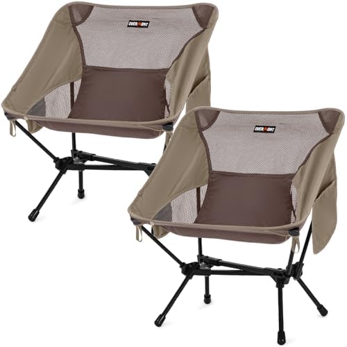 Overmont Ultralight Portable Camping Chair- Lightweight Folding Backpacking Chair, Support up to 330Lbs Compact Beach Chair for Adults with Carry Bag for Backpack Hiking Fishing Outdoor Camp 2pcs