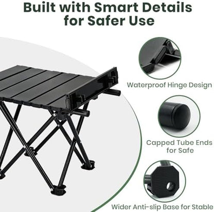 2 Pack Camping Table Foldable, Portable Folding Beach Table, Black-M