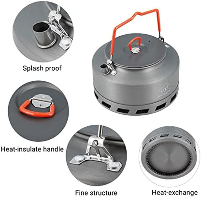 Bulin Camping Kettle, 1.6L Heat Exchange Camp Portable Tea Coffee Pot