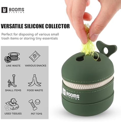 Booms Fishing Portable Trash Pouch: Silicone Expandable & Collapsible Fishing Line Waste Cantainer - Eco-Friendly Reusable Garbage Holder for Fishing, Hiking, Camping & Outdoor Activities - ST2 Green
