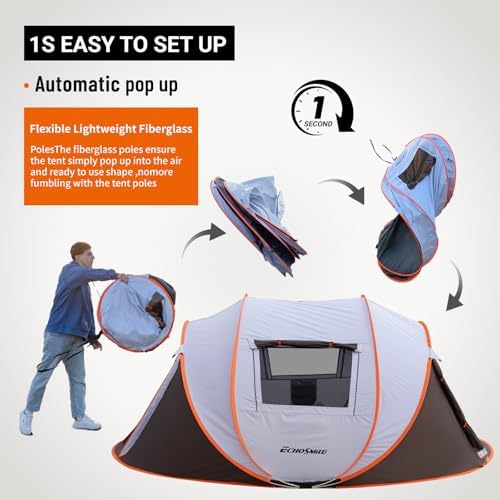 EchoSmile Instant Pop Up Camping Tent, 2/4/6 Person Easy Setup Tent