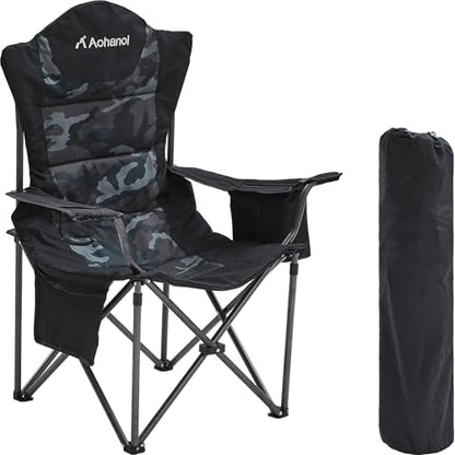 Aohanoi Heavy Duty Camping Chairs for Adults with Cup Holder & Cooler Bag
