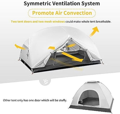 Naturehike Mongar 2 Person Backpacking Tent, 3 Season Ultralight Lightweight 2 Person Tent, Double Layer Free Standing Tents for Camping Hiking Cycling