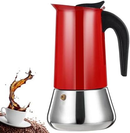12 Cup Stovetop Espresso Maker Stainless Steel Moka Pot Stove Top Percolator Italian Coffee Makers Capable Mocha Greca Machine Cafe Classic Induction Cookers for Home and Camping 600ml 20oz