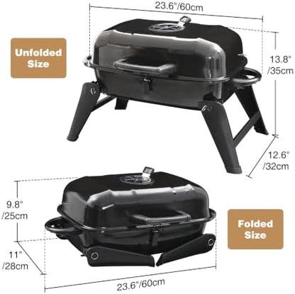 Portable Charcoal Grill, Small Foldable Tabletop BBQ Grill