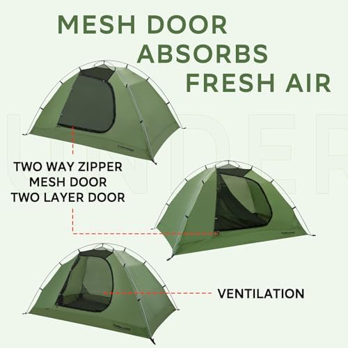 1/2 Person 4 Season Backpacking Tent, Lightweight Waterproof Winter Tent
