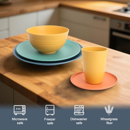 40 PCS Wheat Straw Dinnerware Sets for 8 | Dishes Set for 8 - Multi