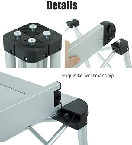 iClimb Lightweight Stable Alu. Folding Square Table Roll Up Top (Silver, S)