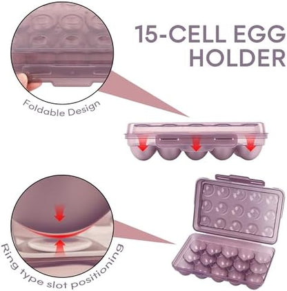 15 Grid Egg Storage Box for Refrigerator Kitchen Camping RV