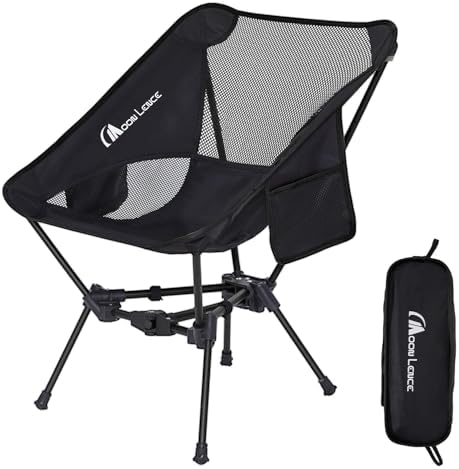 MOON LENCE Portable Camping Chair Backpacking Chair - The 4th Generation Ultralight Folding Chair - Compact, Lightweight Foldable Chairs for Hiking Mountaineering, Beach (Black-1Pack)