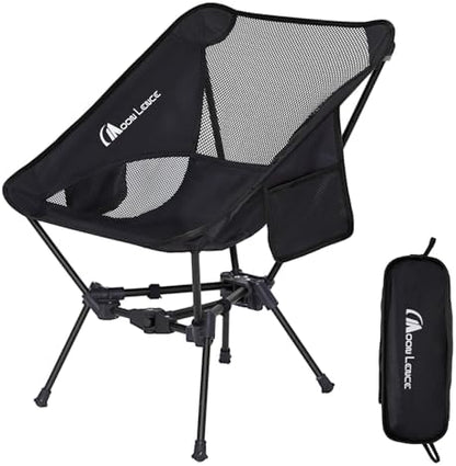 MOON LENCE Portable Camping Chair Backpacking Chair - The 4th Generation Ultralight Folding Chair - Compact, Lightweight Foldable Chairs for Hiking Mountaineering, Beach (Black-1Pack)