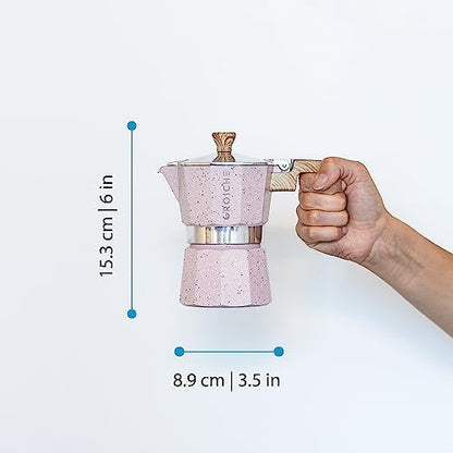 GROSCHE Milano Stovetop Espresso Maker Moka Pot 3 espresso Cup, 5 oz Pink