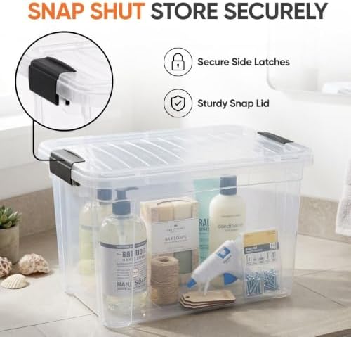 Superio 8.7 Quart Clear Plastic Storage Boxes with Lids, Stackable Organizer Containers, BPA-Free Storage Bins for Home, Office, School & Dorm, 6 Pack