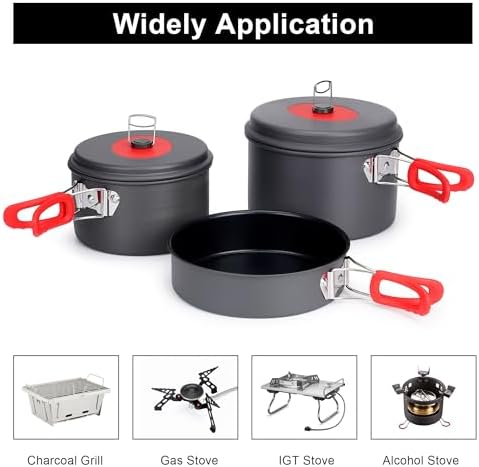 ALOCS Camping Cookware Set Camping Gear Compact Camping Pots and Pans Set