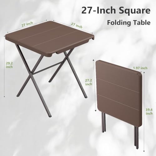2 Pack Folding Table and 4 Pack Folding Chair, No Assembly Portable Folding Table and Chairs Set, Heavy Duty Event Foldable Table and Chairs Set for Outdoor, Camping, Picnic, Dining, Indoor(Brown)