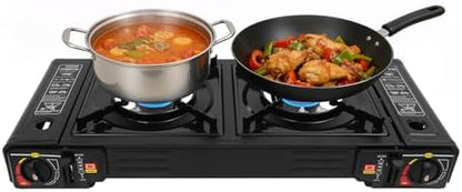 Portable Camping Stove 24,000 BTU Dual Burner Propane Gas Grill 24.8"
