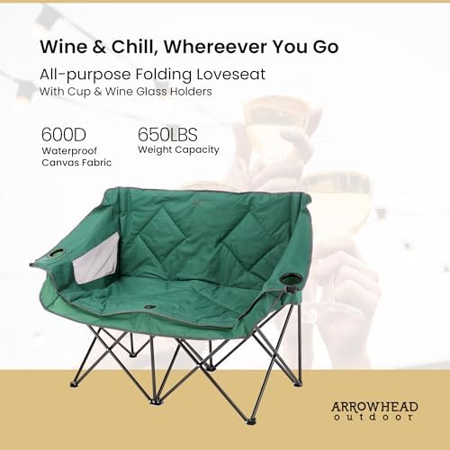 ARROWHEAD OUTDOOR Portable Folding Double Duo Camping Chair Loveseat