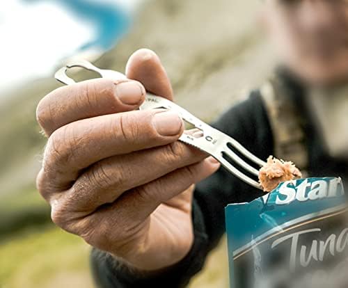 Outdoor Edge ChowPal - Mealtime Multitool with Folding Knife, Fork, Spoon, Bottle Opener, Can Opener, Graduated Wrench, and Screwdriver - 100% Stainless Steel Construction with Nylon Storage Pouch