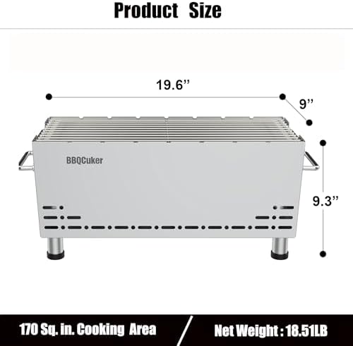 Portable Tabletop Charcoal Grill with Travel Bag, 170 Sq. In.Cooking Area