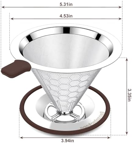 Pour Over Coffee Maker, Reusable Stainless Steel Filter