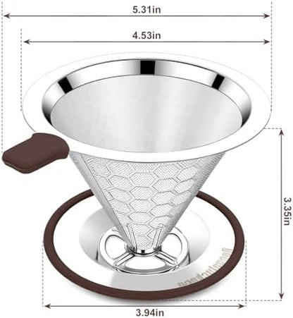 Pour Over Coffee Maker, Reusable Stainless Steel Filter