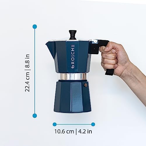 GROSCHE Milano Stovetop Espresso Maker Moka Pot 9 espresso Cup 15.2 oz Blue