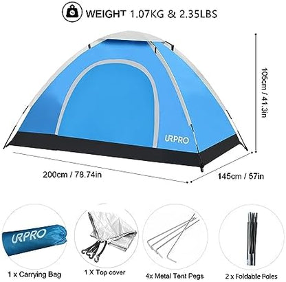 Portable Camping Tent, 2 Person Lightweight, Waterproof Windproof, UV Protection for Outdoor US