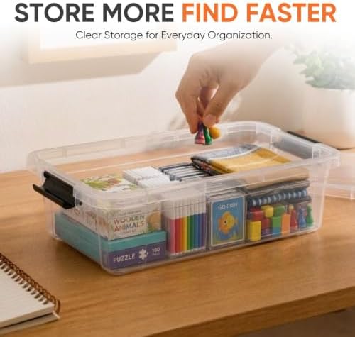 Superio 13.7 Quart Clear Plastic Storage Bin with Lid, Stackable Organizer Box, BPA-Free Storage Container for Home, Garage, School & Office, 3 Pack