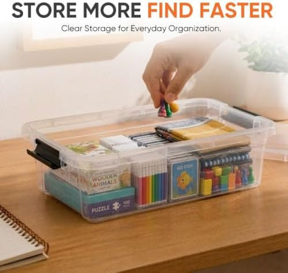 Superio 13.7 Quart Clear Plastic Storage Bin with Lid, Stackable Organizer Box, BPA-Free Storage Container for Home, Garage, School & Office, 3 Pack
