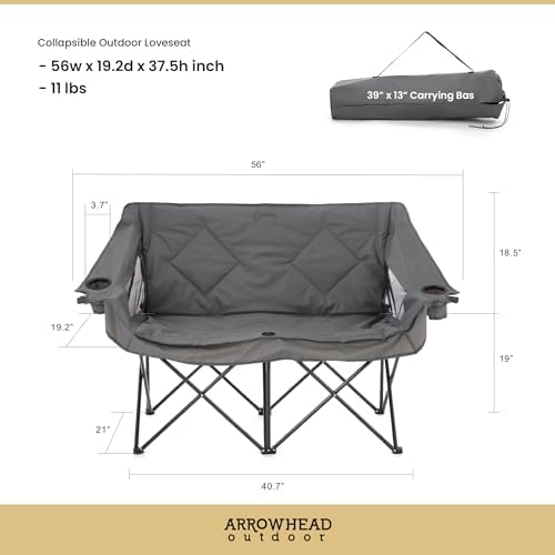 ARROWHEAD OUTDOOR Portable Folding Double Duo Camping Chair Loveseat