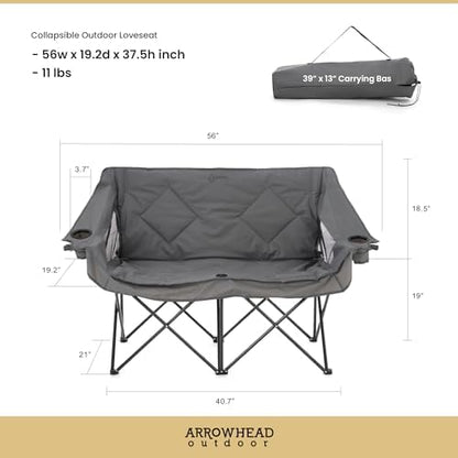 ARROWHEAD OUTDOOR Portable Folding Double Duo Camping Chair Loveseat