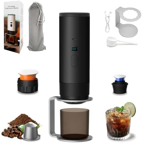 3-In-1 Portable Coffee Maker, 15 Bar Espresso Maker with LED Display