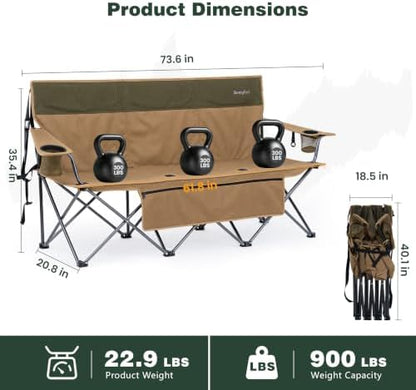 SUNNYFEEL 3 Person Camping Chair Oversized Loveseat for Adults