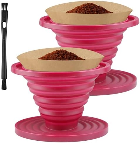 2Pcs Collapsible Pour Over Coffee Dripper, Silicone Filter Holder