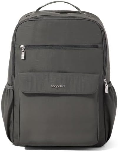 Baggallini Everyday Laptop Backpack - 11x15.5 Lightweight Water-Repellent Nylon Travel Bag w/Padded Laptop Sleeve & RFID
