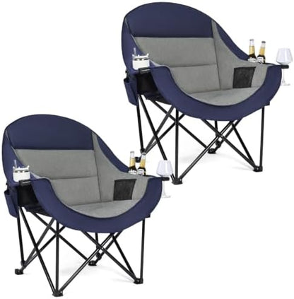 Oversized Camping Chair for Adults 2 Pack - Heavy Duty Outdoor Padded Chair