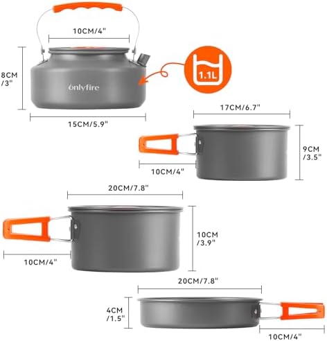 ONLYFIRE OUTDOOR LIVING 15 PCs Camping Utensils Cookware Set, CT605