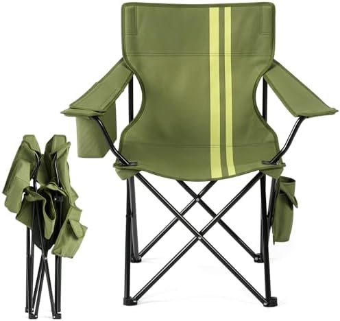 Outvita Portable Camping Chair with Insulated Cooler & Bag Green
