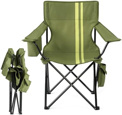Outvita Portable Camping Chair with Insulated Cooler & Bag Green